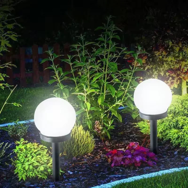 lumière solaire moderne sphérique piquet détachable blanc noir LED auto commande