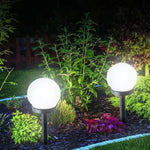 lumière solaire moderne sphérique piquet détachable blanc noir LED auto commande