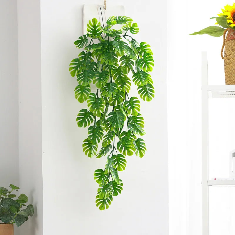 décoration végétale artificielle feuilles vertes vigne tropicale suspension extérieurintérieur 76cm 64cm