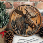 Décoration murale rustique orignal forêt