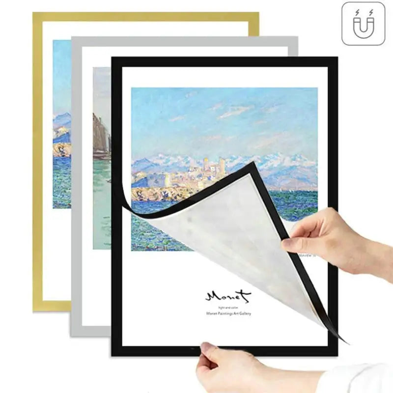 cadre magnétique adhésif moderne noir doré 50x70cm 40x60cm 53x38cm