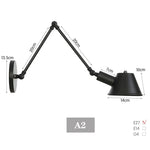 lampe murale articulée industrielle noir fixée éclairage chambre cuisine