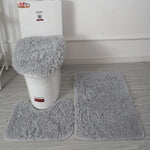 tapis toilette rose violet gris clair peluche points moderne antidérapant ensemble trois pièces