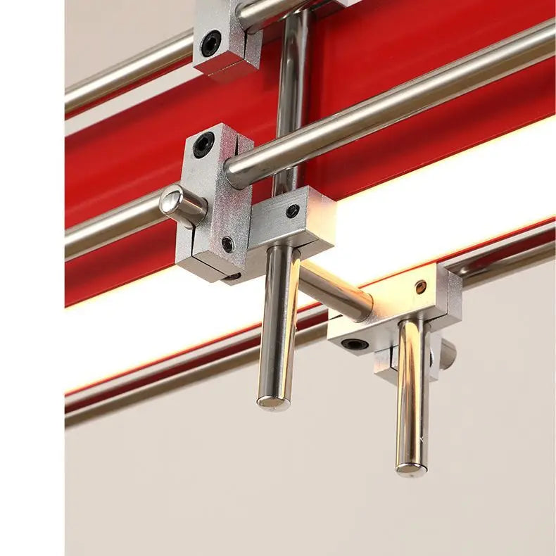 lampe suspendue moderne rouge métal argenté minimaliste éclairage led clips barres métalliques facile chambre