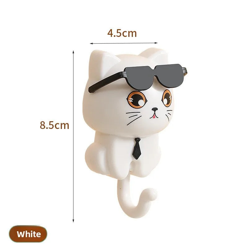 porte clés chat mignon lunettes cravate adhésif blanc noir vert pâle moderne imperméable résistant