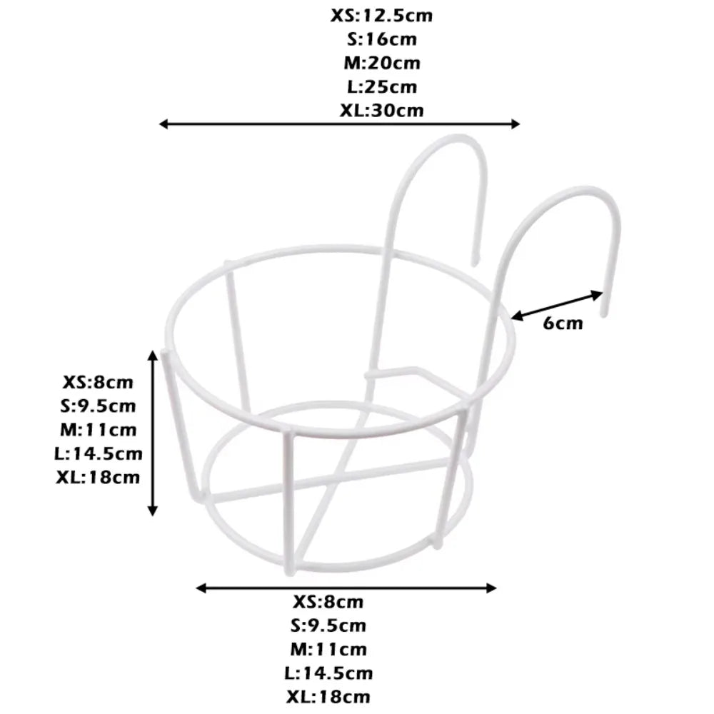 support fleurs suspendu noir blanc grille circulaire minimaliste crochets fixations pots fleurs métalextérieurintérieur