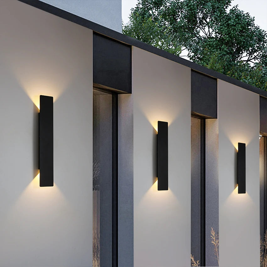 applique murale led moderne noire étanche 18w up down aluminium