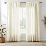 rideaux lin blanc cassé voile semi transparent boho tringle intégrée décoration intérieure neutre lumineuse
