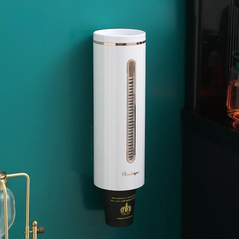 distributeur tasses moderne adhésif vert blanc motif feuilles opaques multifonctionnel