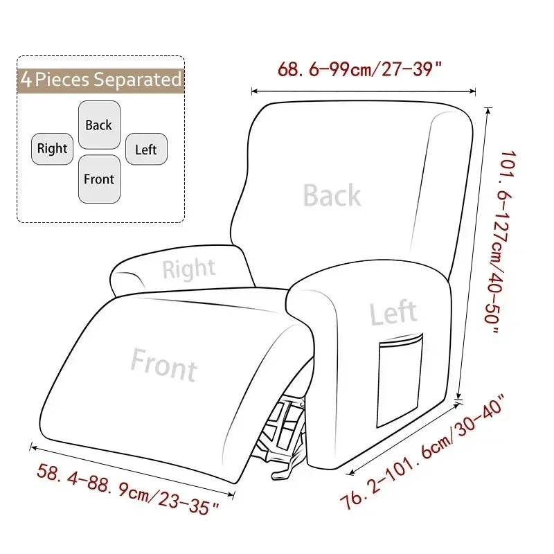 housses fauteuil inclinable gris bleu rayures diagonales clips extensibles moderne