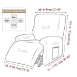 housses fauteuil inclinable gris bleu rayures diagonales clips extensibles moderne