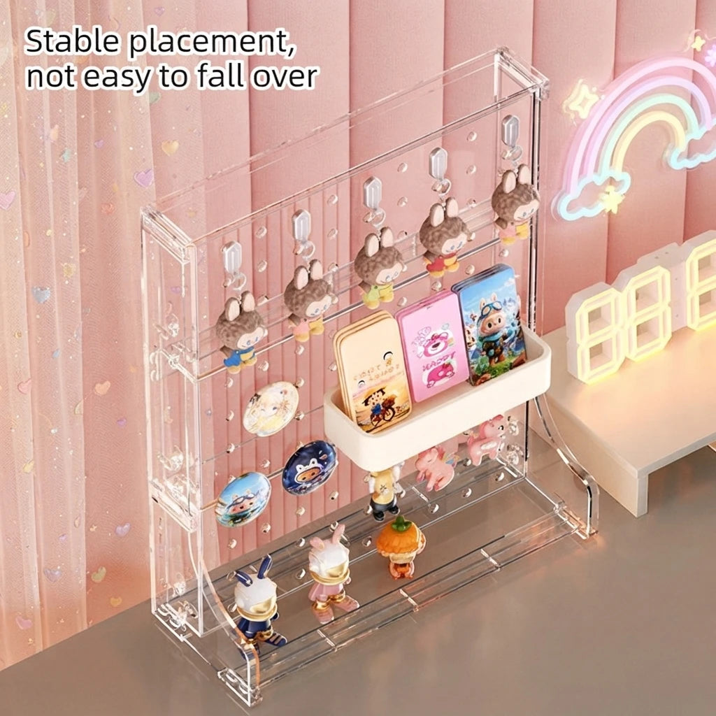 présentoir transparent moderne figurines bijoux rangement multi niveaux carré ludique 31cm hauteur 26cm largeur