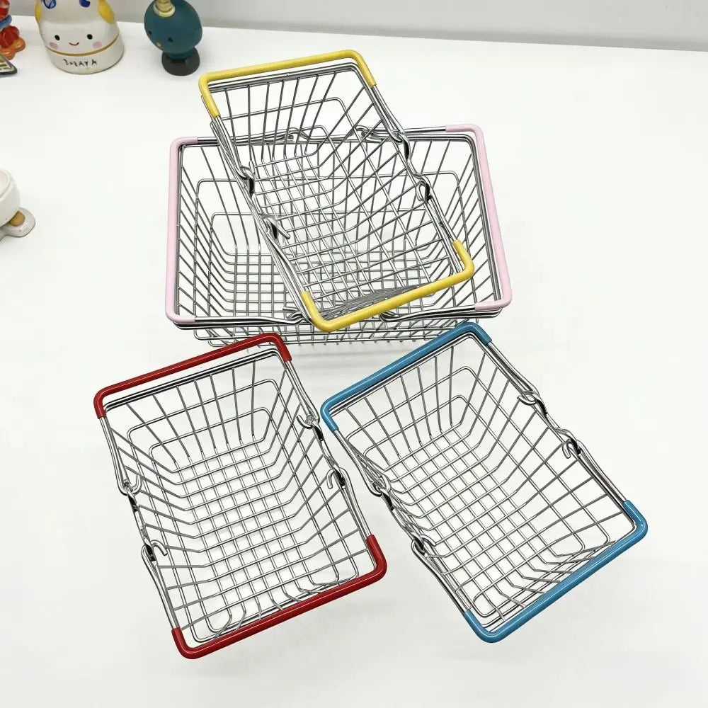 panier métallique moderne bleu rouge vert maille métallique rangement décoration multifonctionnel petit objet unique