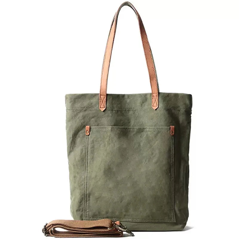 sac main vert olive toile douce fermeture éclair casual unisexe polyvalent texture tissée casual