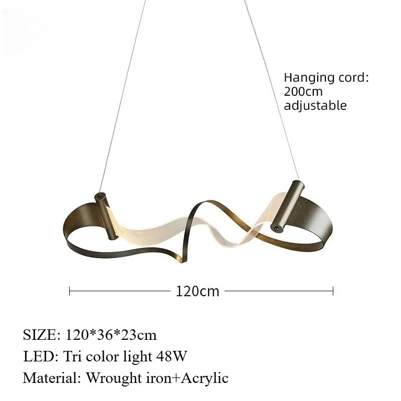 suspension lumineuse moderne blanc doré noir ondulé mat salon chambre