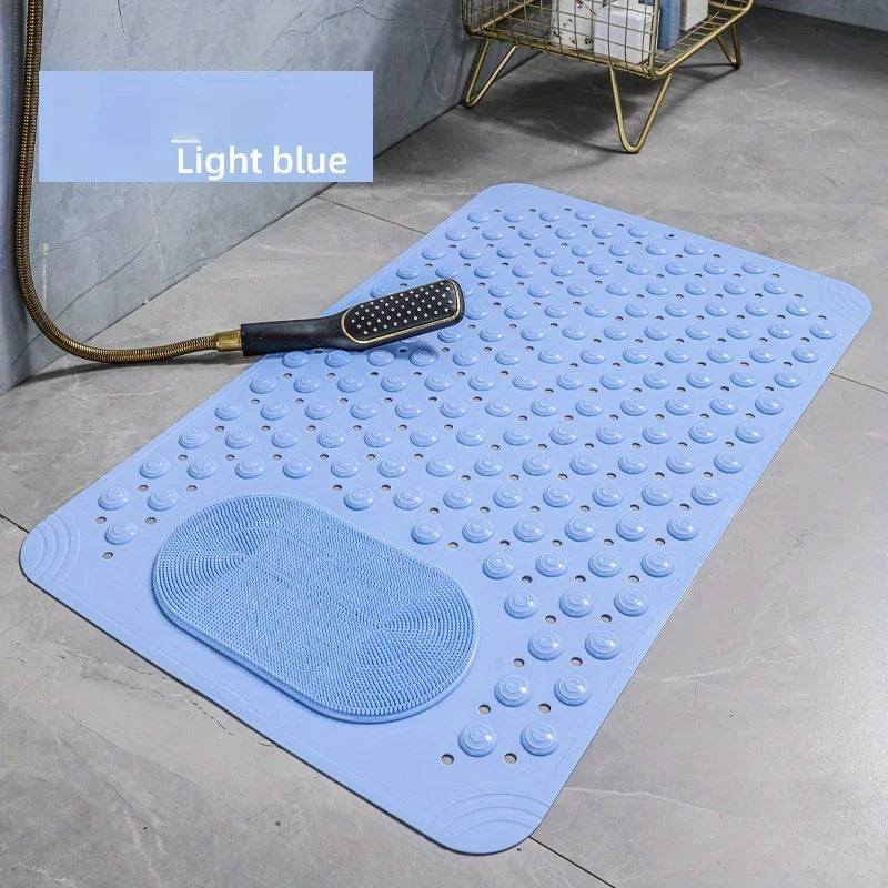 tapis bain texturé massage pieds antidérapant moderne gris foncé bleu clair salle bain