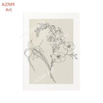 affiches art minimalistes toile simples dessins floraux noir beige clair cadres bois chambre salon