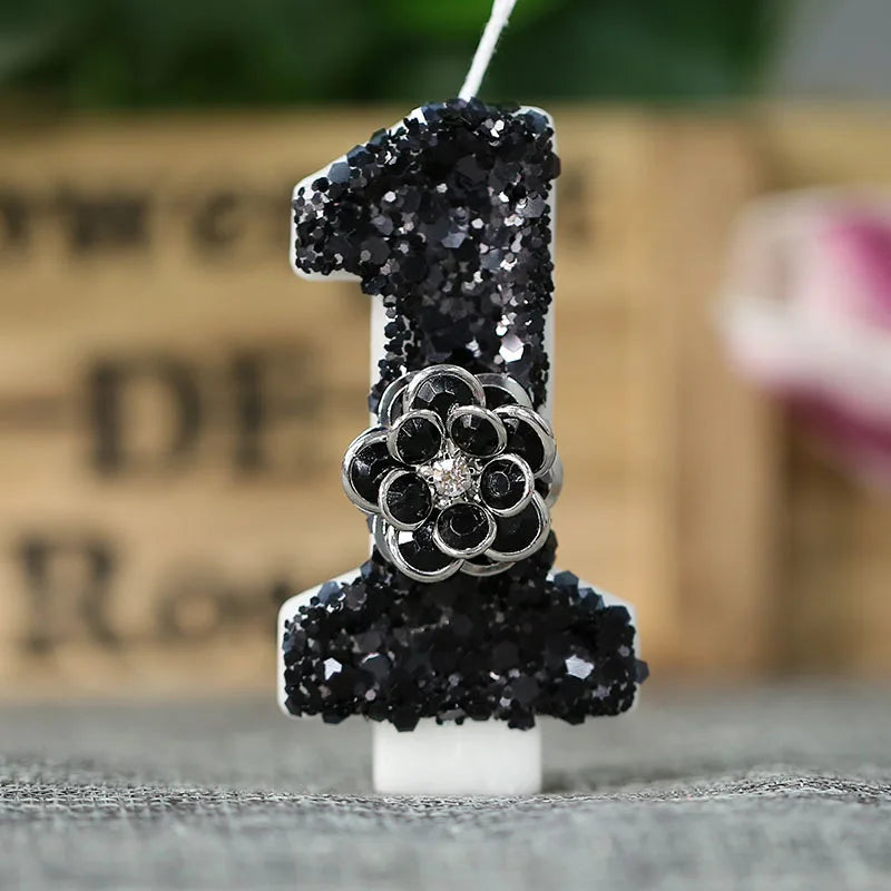 bougies chiffres paillettes noires festives anniversaire mariage décoratives numérotation festive