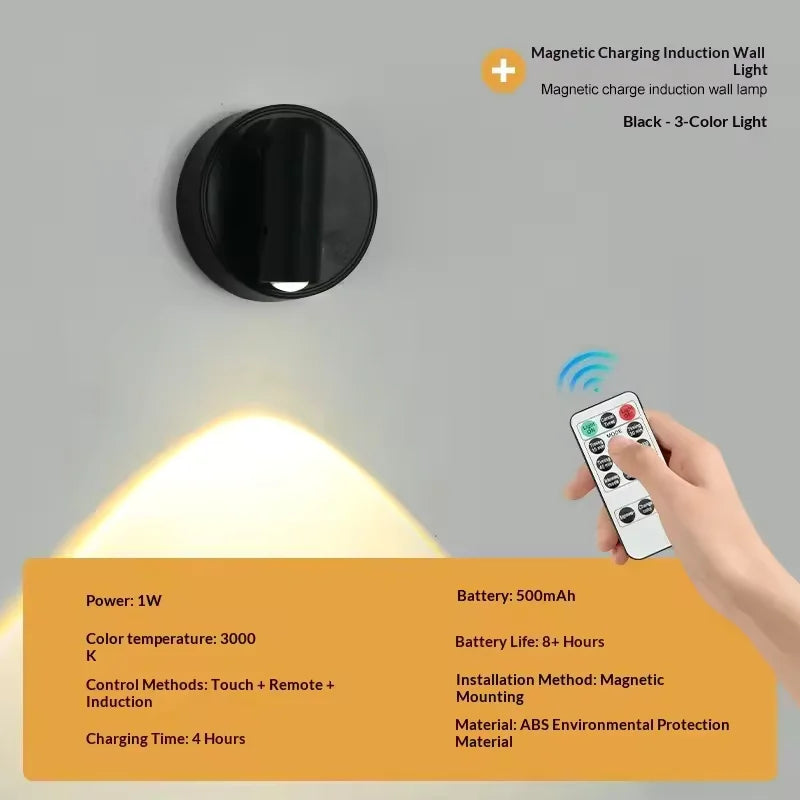 Spot lumineux led noir blanc rechargeable usb adhésif tactile couleur infrarouge moderne minimaliste