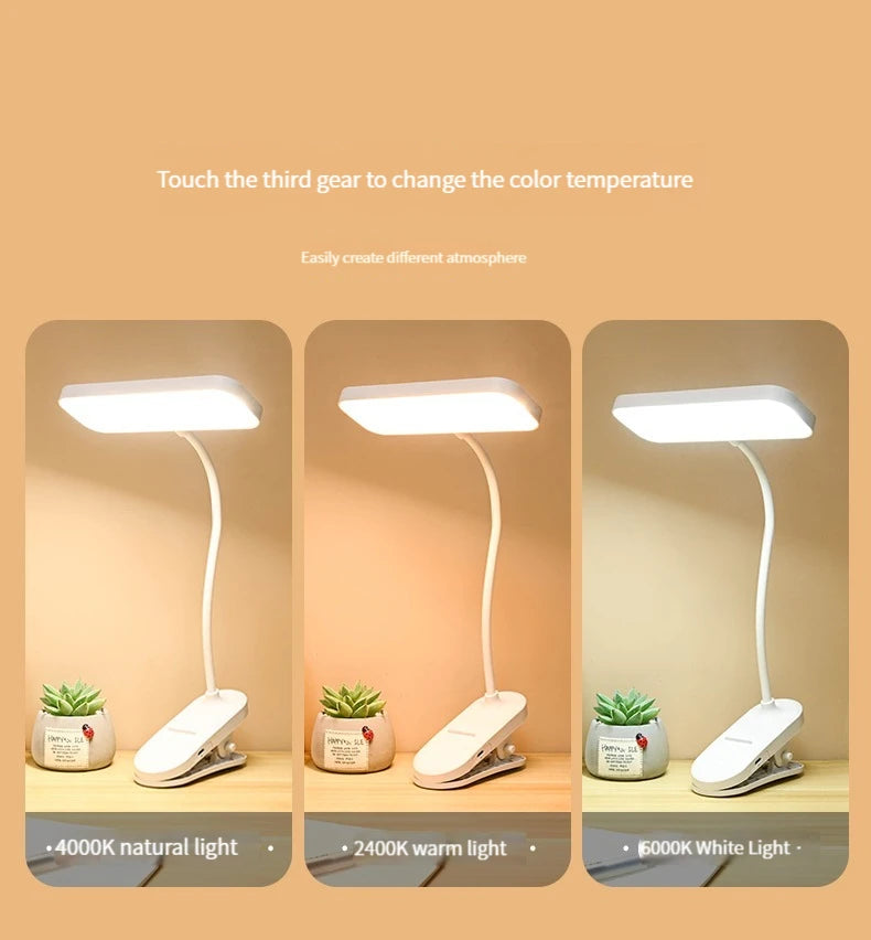 lampe led blanc moderne clip rechargeable tactile couleursflux lumineux ajustable étudiants travail