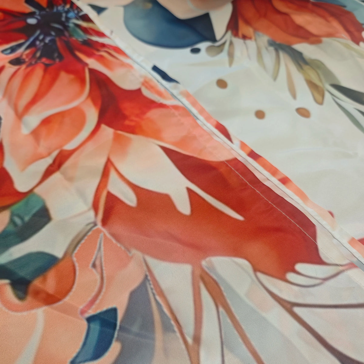 tissu brocart floral semi transparent respectueux environnement couleur blanche orangée bleue décoration