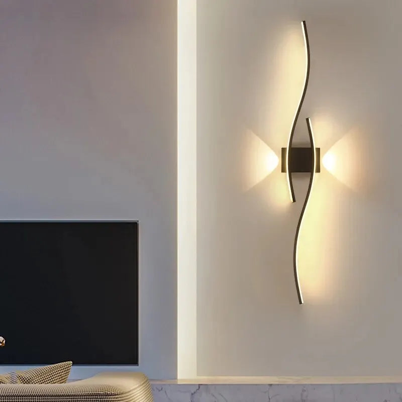 applique murale moderne noir doré led cuisine chambre salon entrée étude contemporaine courbe fixée