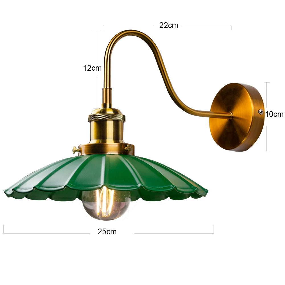 lampe murale vintage or plissée industrielle éclairage chambre entrée salle bains étude 25cm 12cm