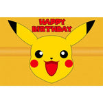 décoration anniversaire enfant pikachu happy birthday fond illustration vinyle poster Jaune Bleu