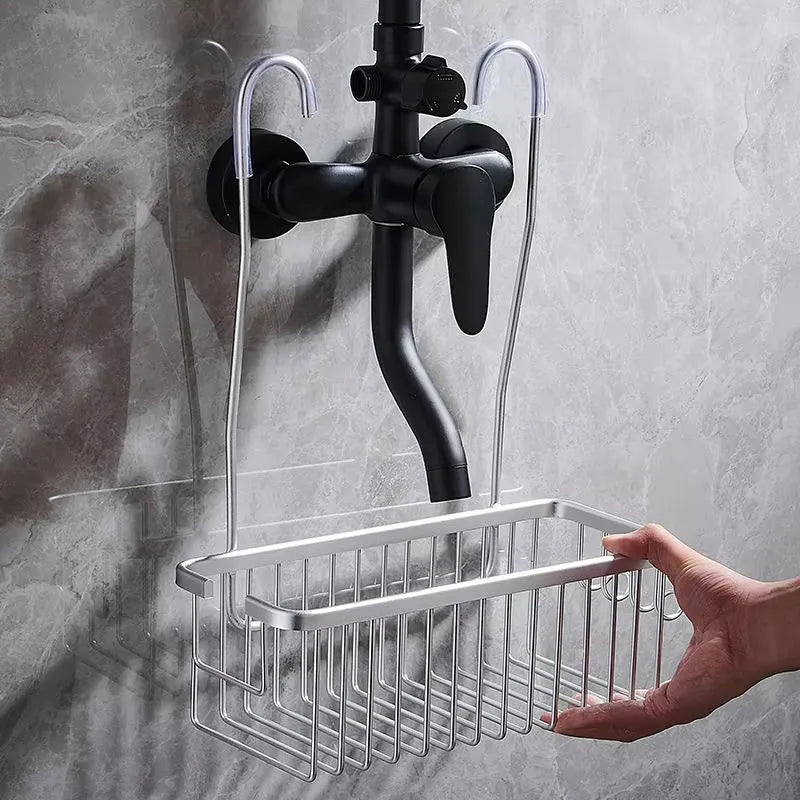 caddie douche noir argenté grille barreaux moderne clips salle bain
