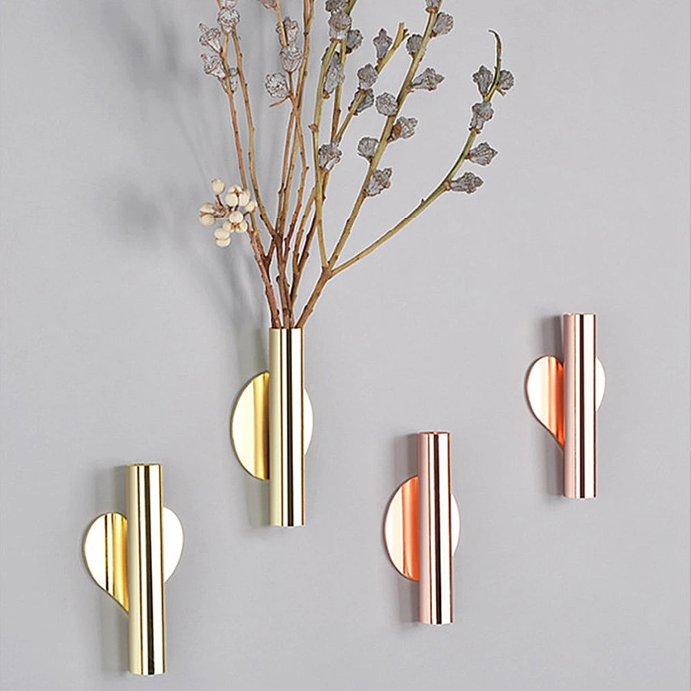 support mural vase adhésif or rose doré moderne minimaliste rond cœur fleur plante verteintérieurDecorationMuraleFournitureJardin