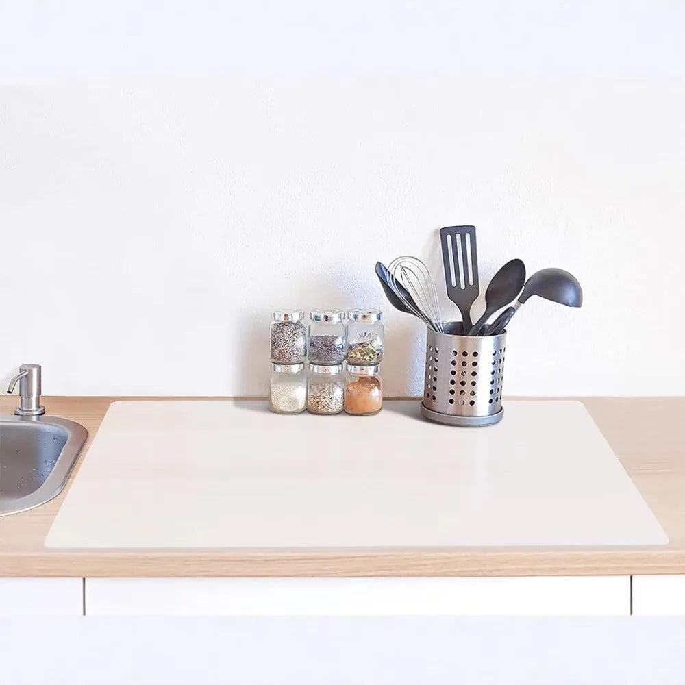 tapis cuisine silicone rectangulaire moderne antidérapant imperméable noir blanc gris table manger