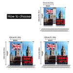 rideau polyester opaque moderne paysage big ben drapeau britannique bus double étage bleu blanc