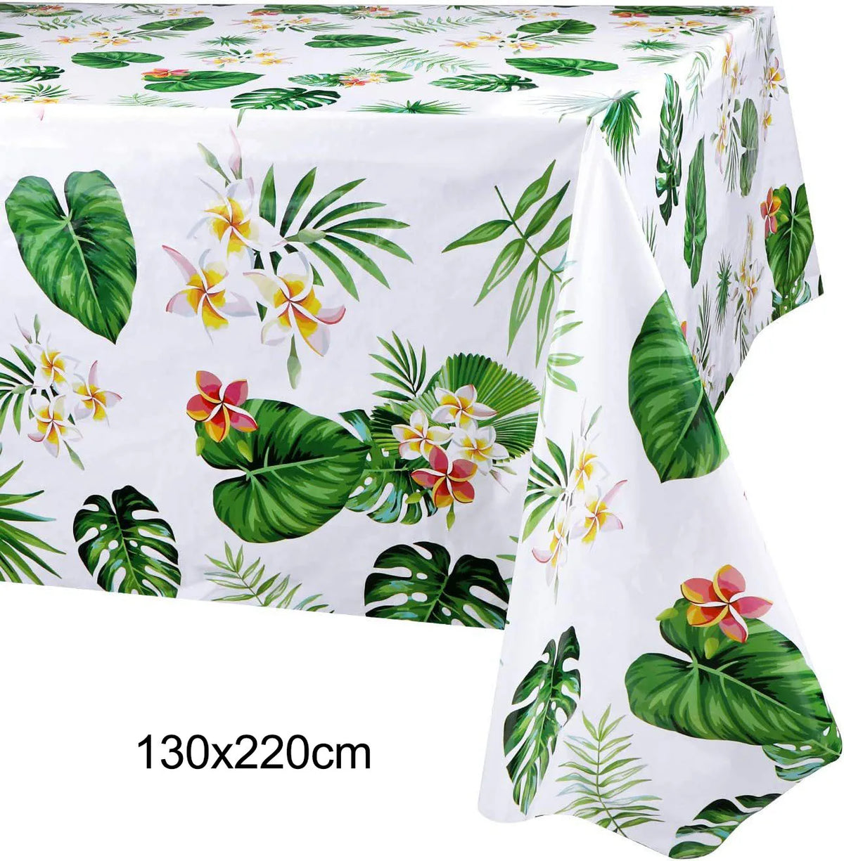 nappe jetable anniversaire motif tropical feuilles palmier fleurs verte moderne festivités été