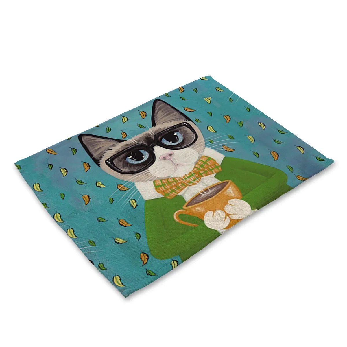 serviettes table illustration animale bleu vert moderne 30x40cm respectueux environnement