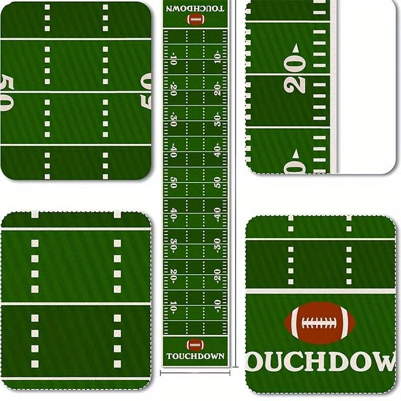 nappe lin terrain football américain imprimé touchdown vert blanc marron rouge