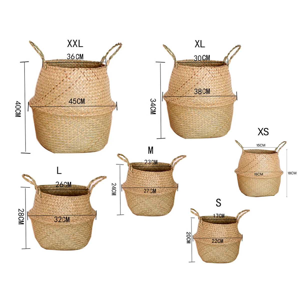 panier pliable tissage paille naturel rustique poignées porte plantes decoration maison