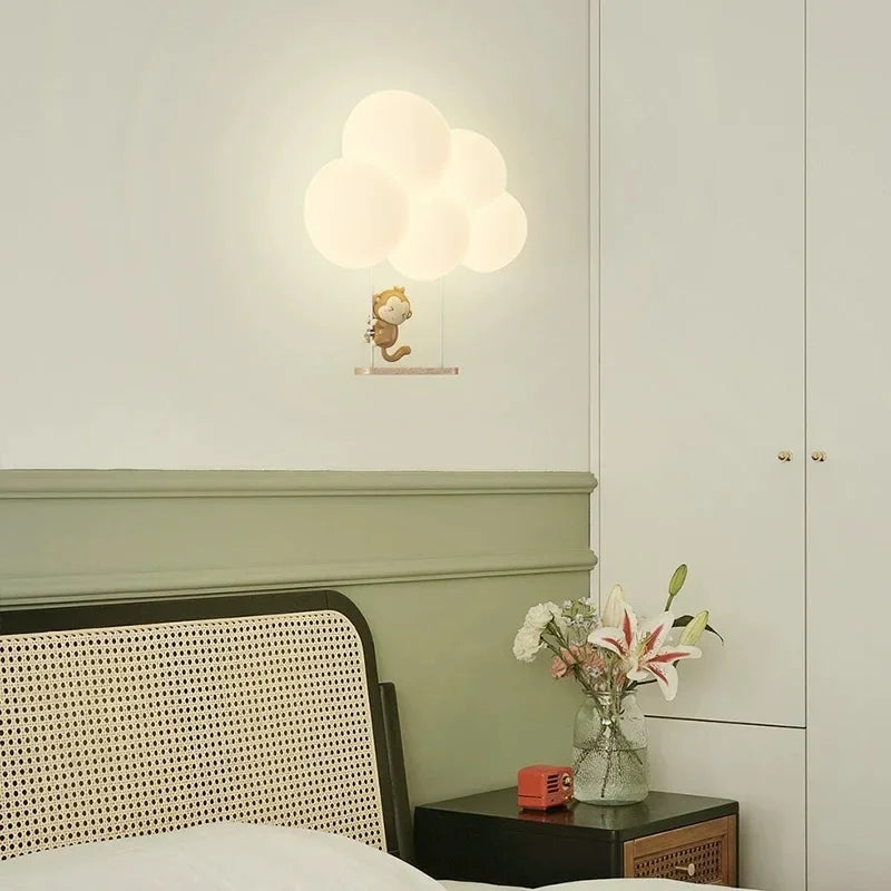 appliques murales decoratives lumiere led nuages animaux blanc moderne chambre enfants