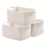 panier rangement tissu lin tressé multifonctionnel blanc cassé rustique minimaliste