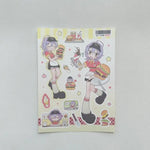 sticker kawaii personnages animés fille piscine guitare autocollants décoratifs carnet journal intime scrapbook