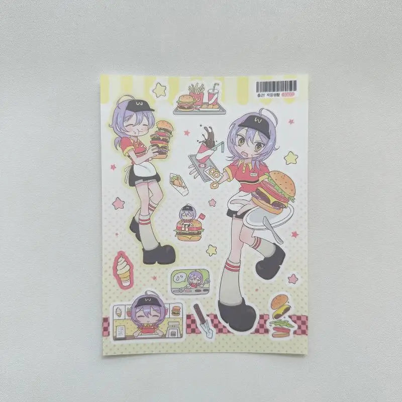 sticker kawaii personnages animés fille piscine guitare autocollants décoratifs carnet journal intime scrapbook