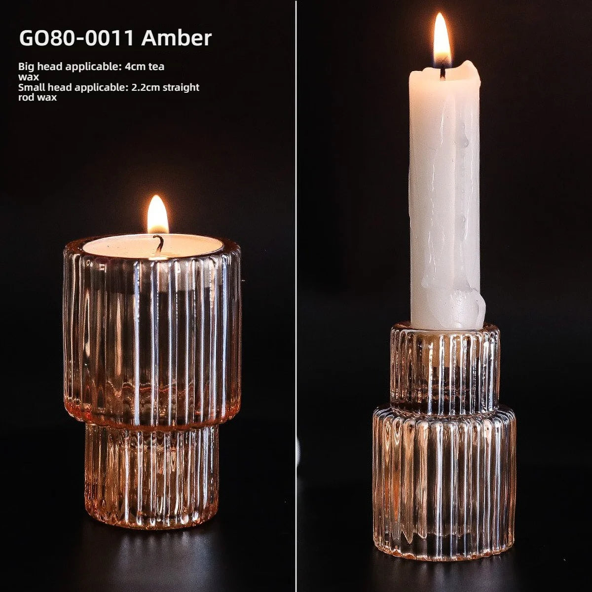 photophore verre transparent moderne bougies assorties rayures verticales décoration intérieure table élégant support