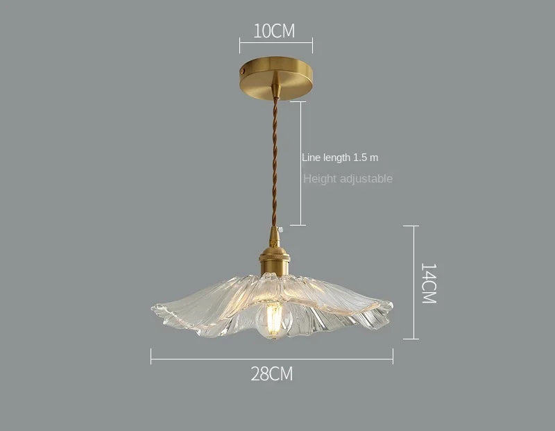lampe suspendue verre texturé transparent doré vintage chambre salon