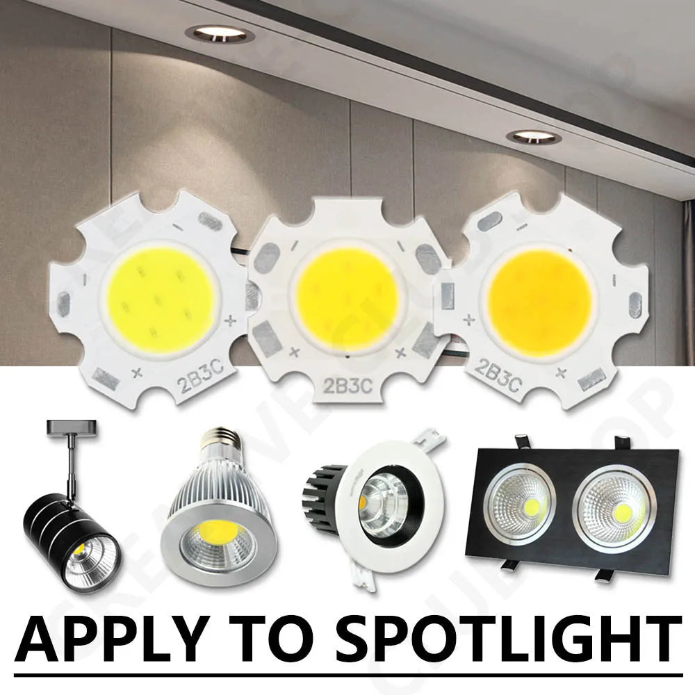 ampoules led cob 3w 5w 7w 10w blanc jaune 20mm haute puissance diy spot