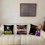 taie d'oreiller carrée 40x40cm polyester imprimé oasis knebworth 1996 rock pop disco vinyl spiral