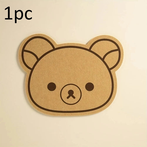 tapis dessin animé nounours mignon oreilles visage marbre clair polyester oval