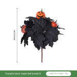 décoration halloween citrouille feuilles noires bouquet artificiel soie vase tableextérieur 32cmbranches