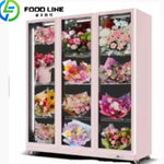 présentoir commercial triple porte vitre anti buée fleurs bouquets pots roulettes moderne