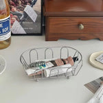 panier cosmétiques argenté grille moderne acier inoxydable rangement coiffeuse accessoires photo