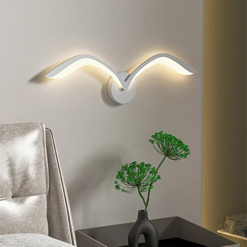 applique murale moderne oiseau blanc marron lumiere led fixation murale minimaliste deco chambre salon