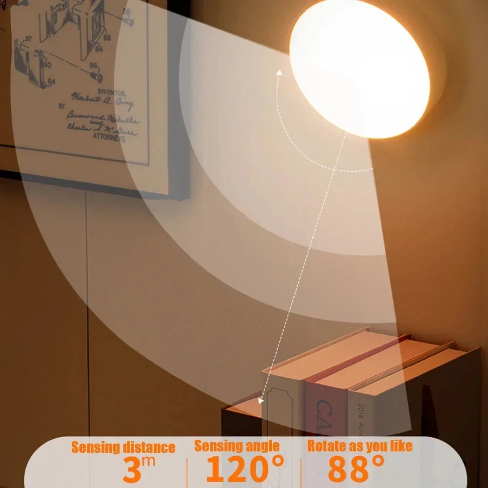 veilleuse led rechargeable aimant rotatif lampe chevet moderne blanc flux lumineux moindre sensor mouvement